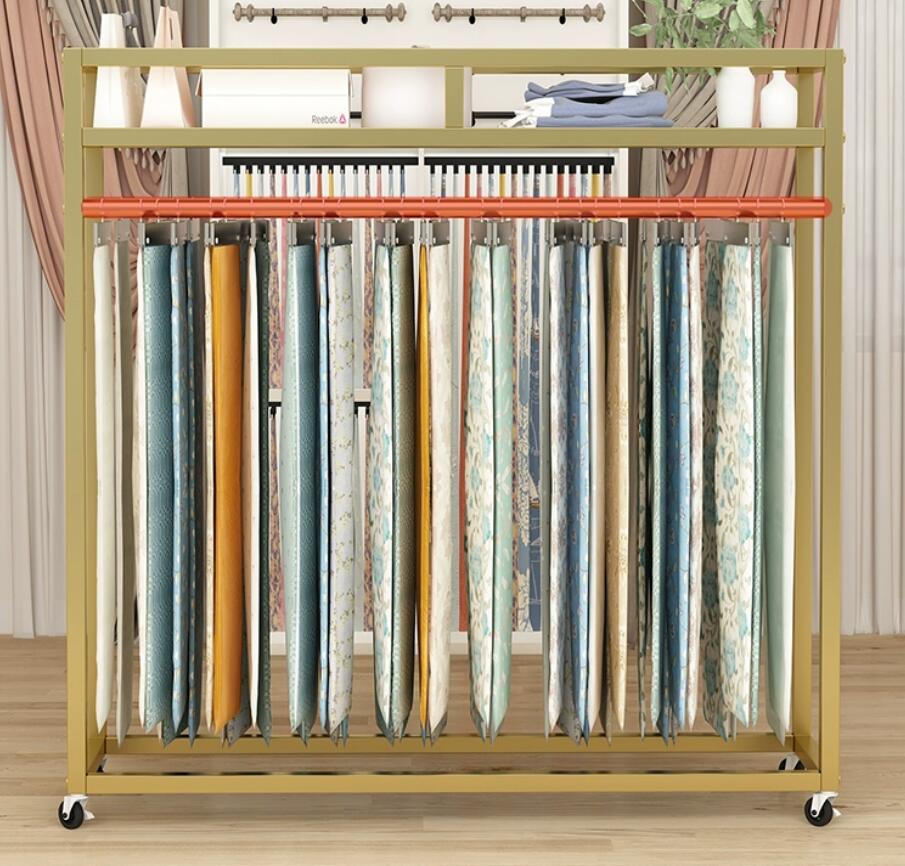 Home Textiles Store - Floor standing curtain hanging display rack,