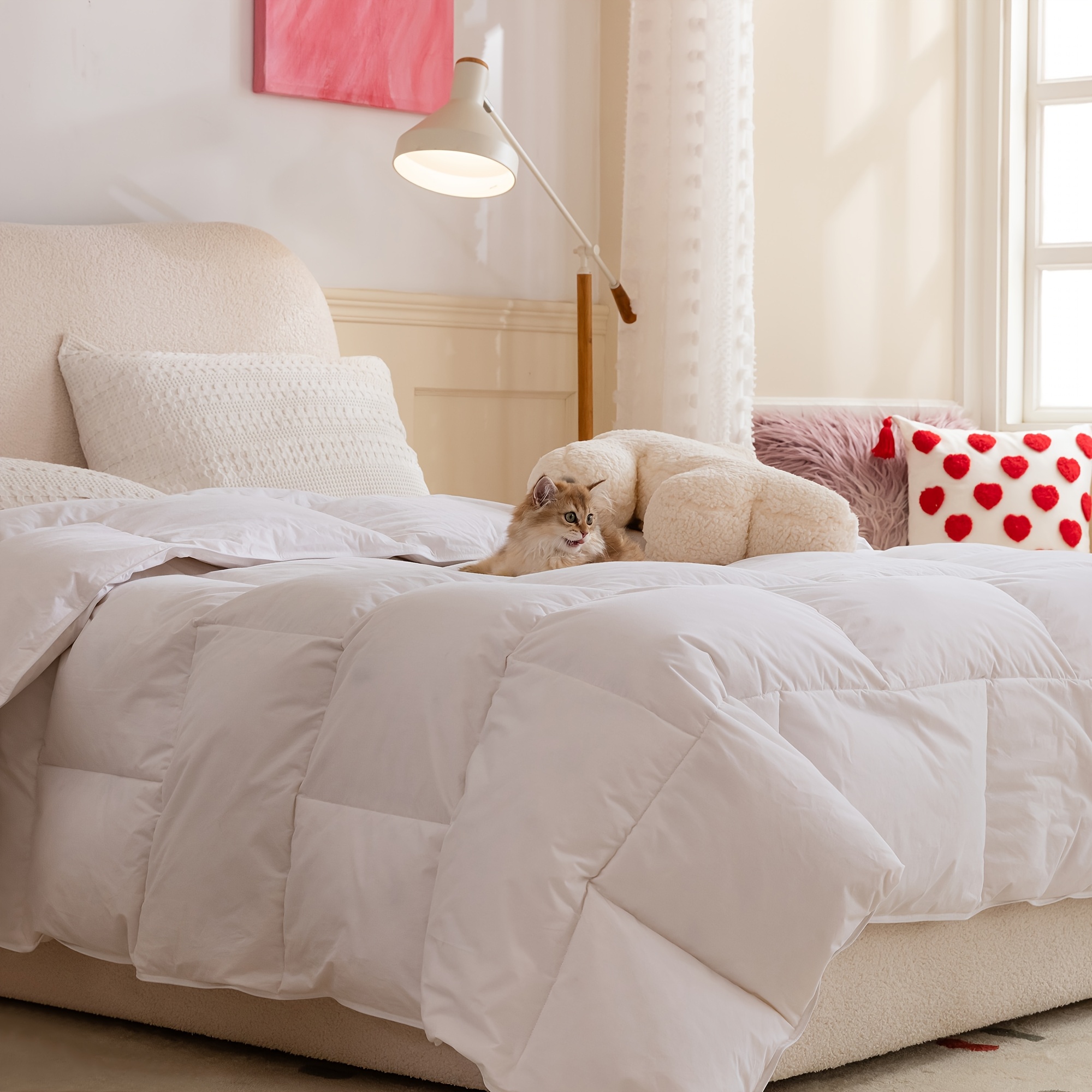 Duvet Insert White - All-Season Soft Cotton Covered Down Comforter