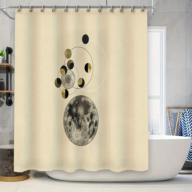 Galaxy Home Textiles - Moon Phase Shower Curtain Set Celestial