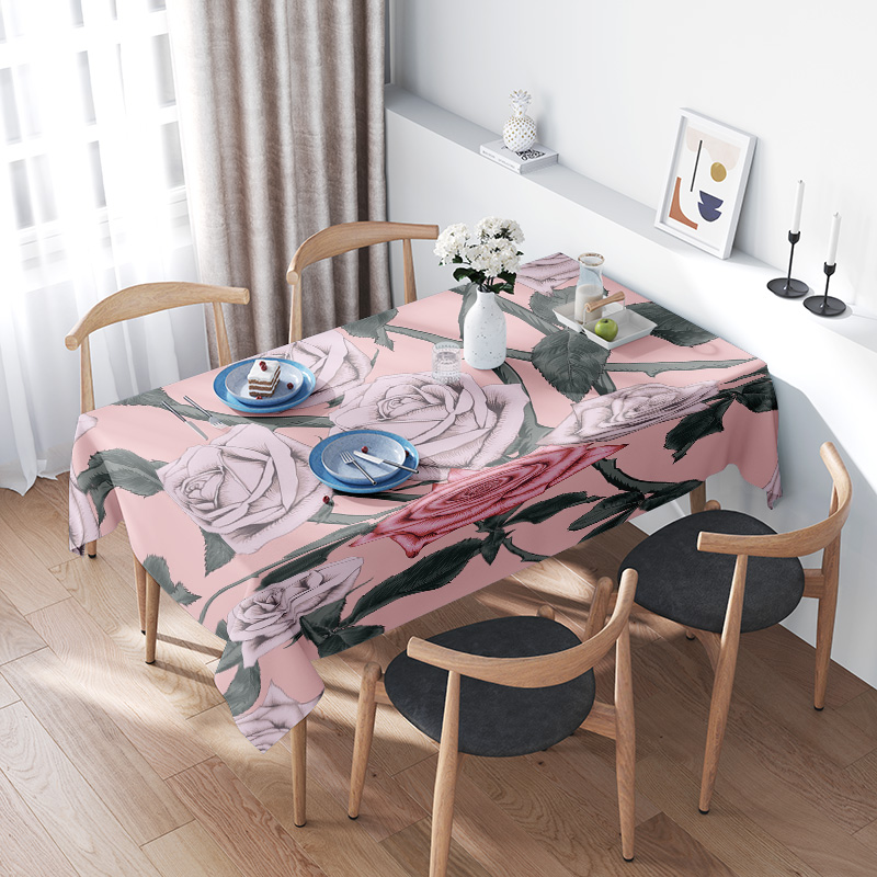 Pink Floral Tablecloth with Pi - Home Textiles Com review and price