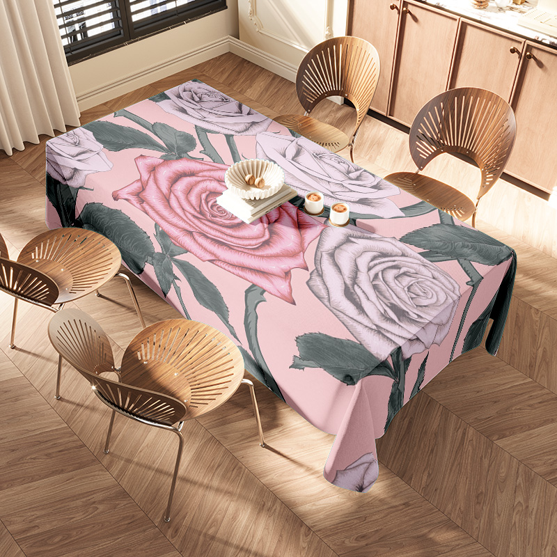 Pink Floral Tablecloth with Pi - Home Textiles Com review and price