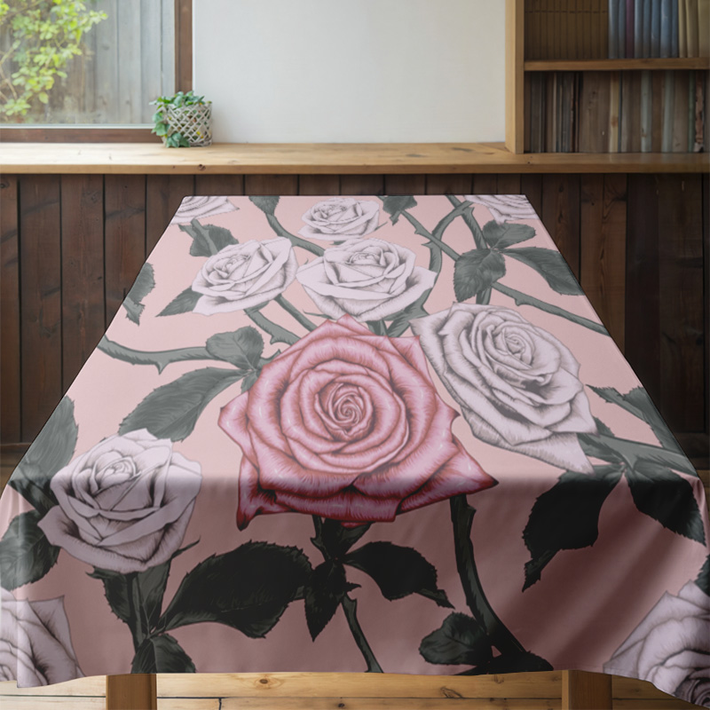 Pink Floral Tablecloth with Pi - Home Textiles Com review and price