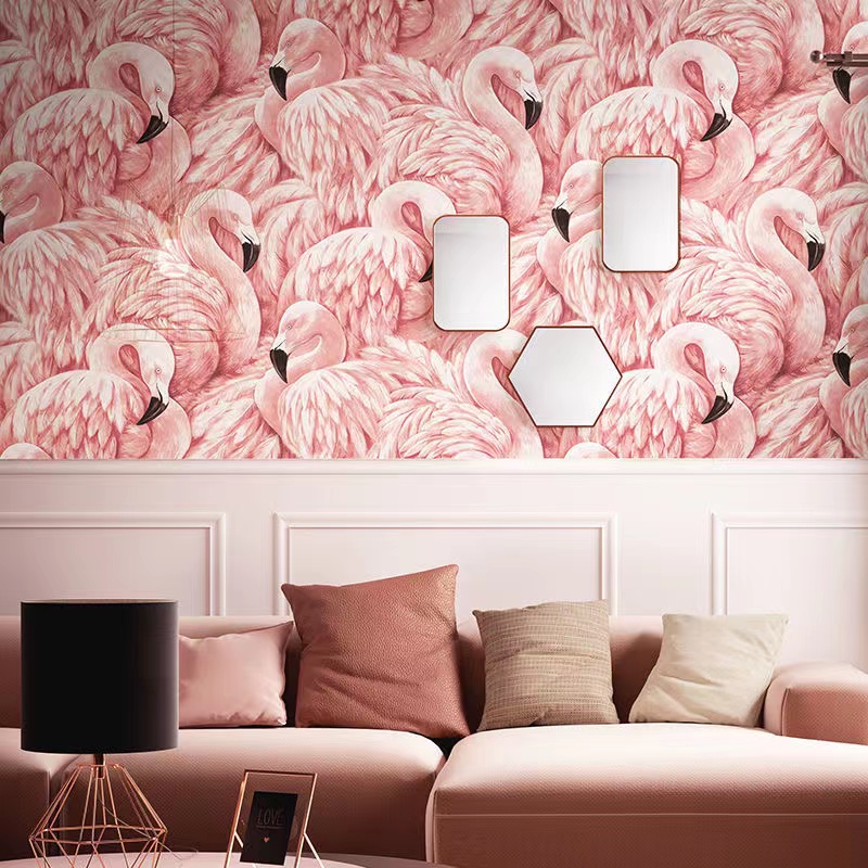 Nordic Ins Pink Flamingo Wallp - Home Textiles Store review and price