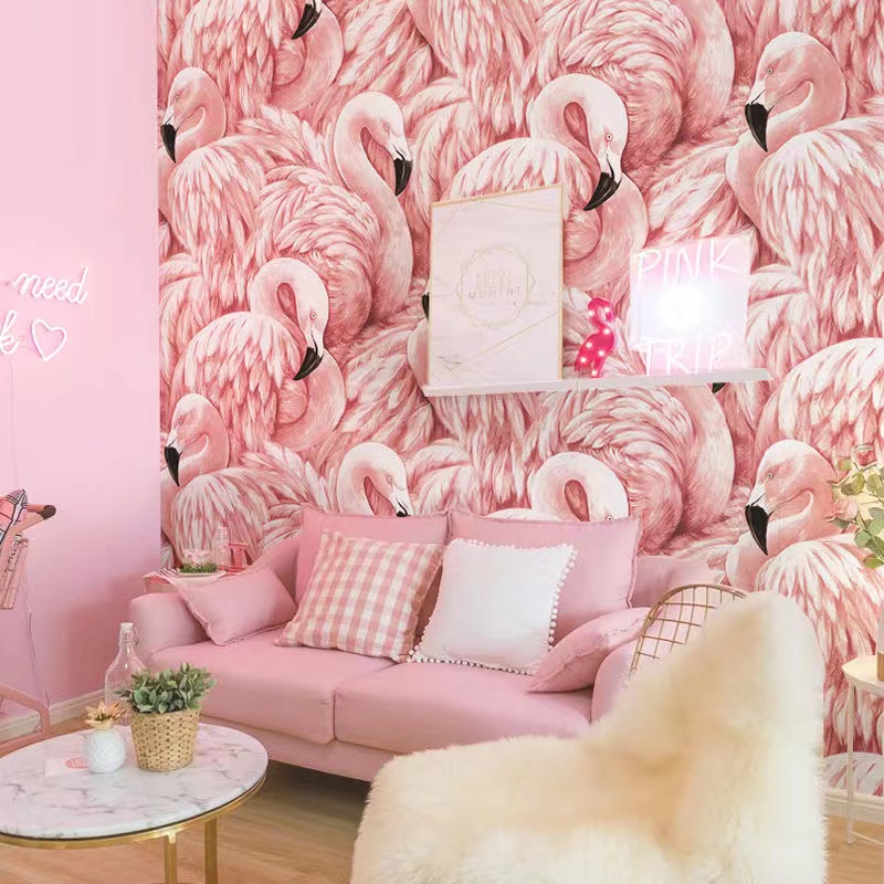 Nordic Ins Pink Flamingo Wallp - Home Textiles Store review and price