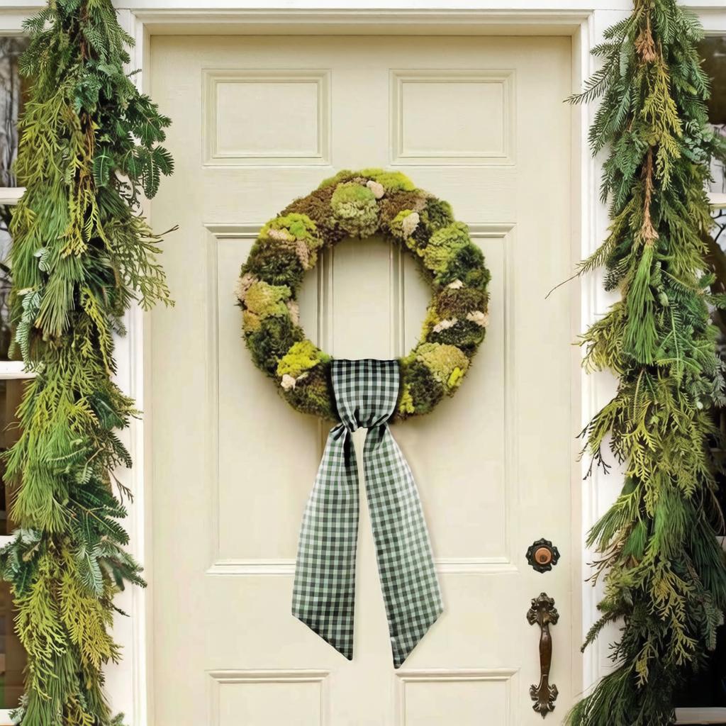 Green Plaid Ribbon Wreath Fami - Home Textiles And Decor review and price