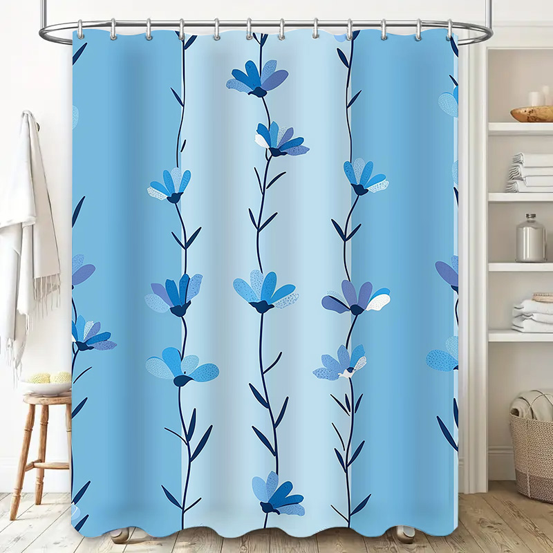 Blue Floral Shower Curtain, So - Home Textiles Com review and price