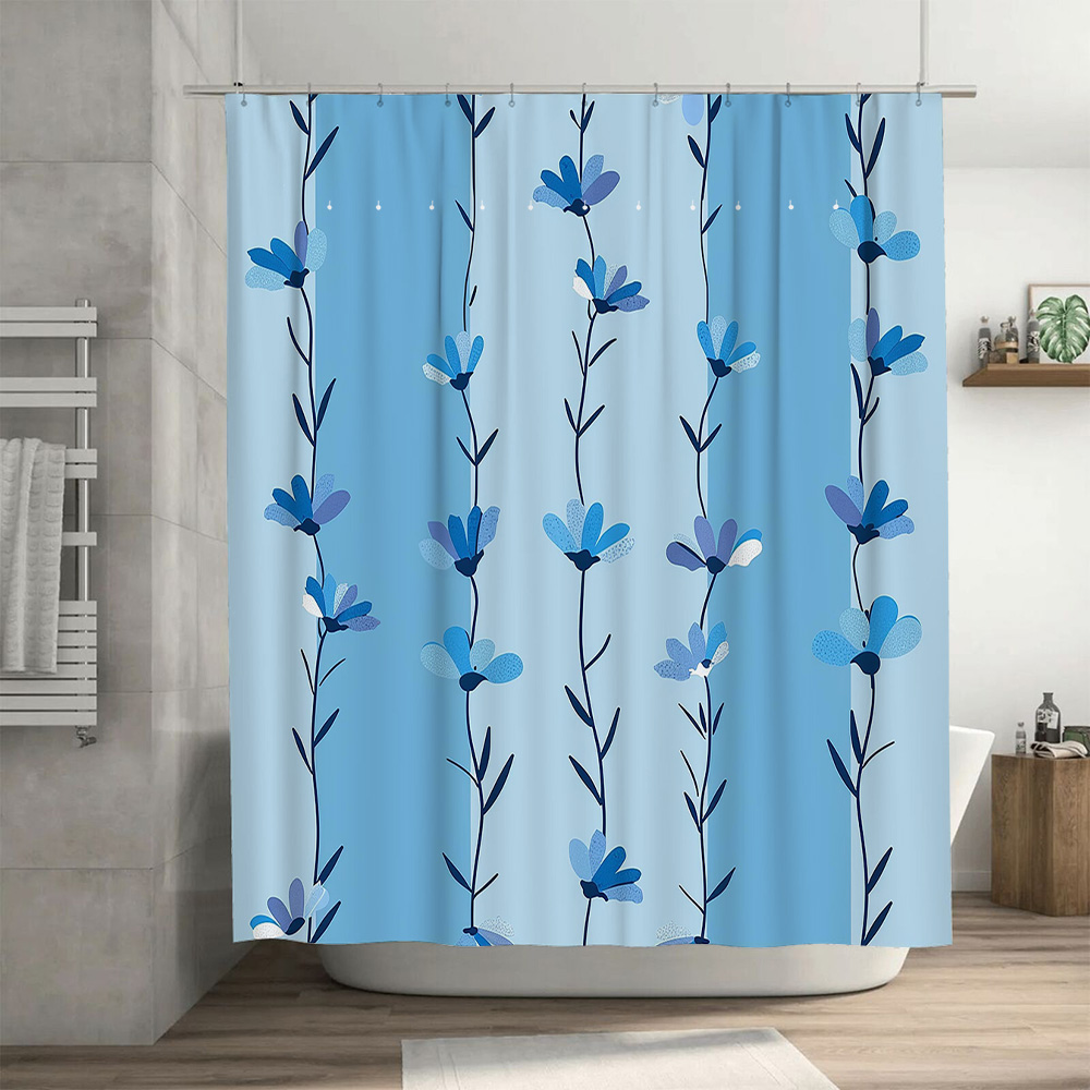 Blue Floral Shower Curtain, So - Home Textiles Com review and price