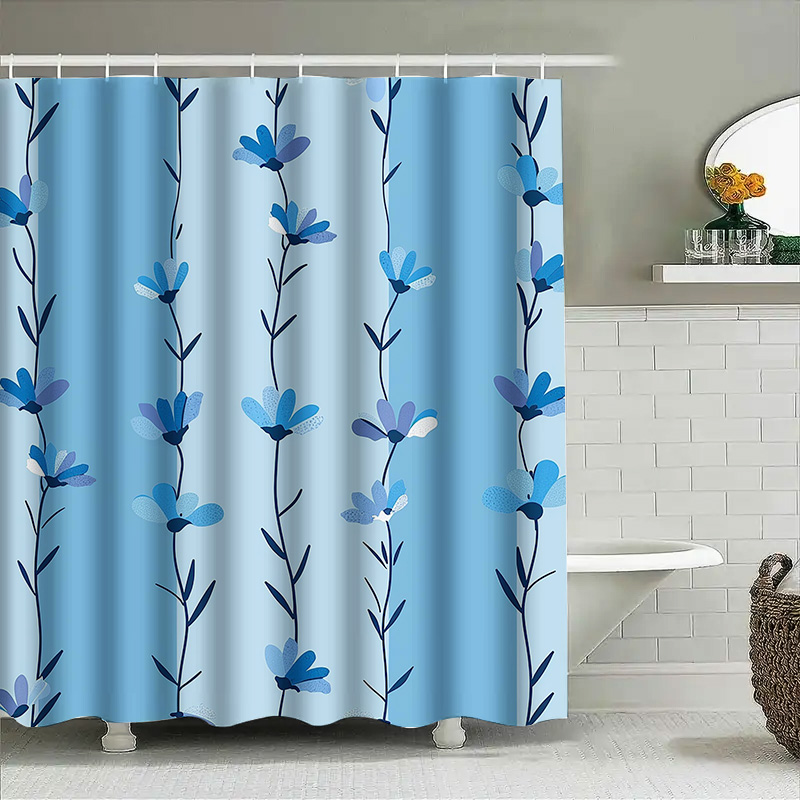 Blue Floral Shower Curtain, So - Home Textiles Com review and price