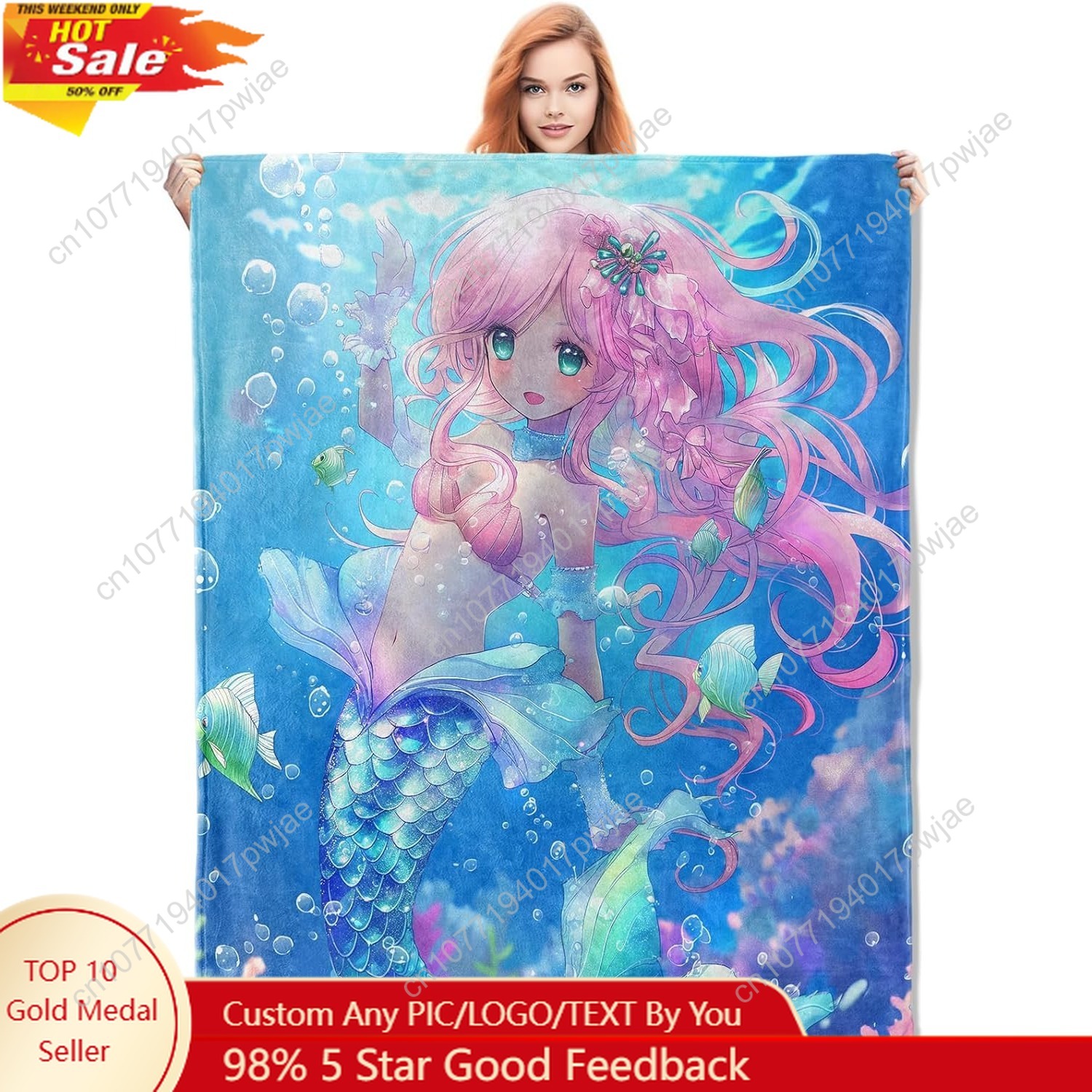 Cute Mermaid Blanket Cartoon F - Home Textiles And Decor review and price