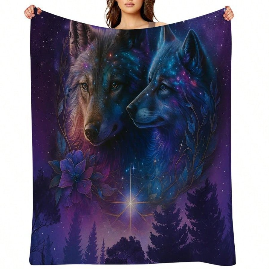 Galaxy Wolf Pattern Flannel pr - Galaxy Home Textiles review and price