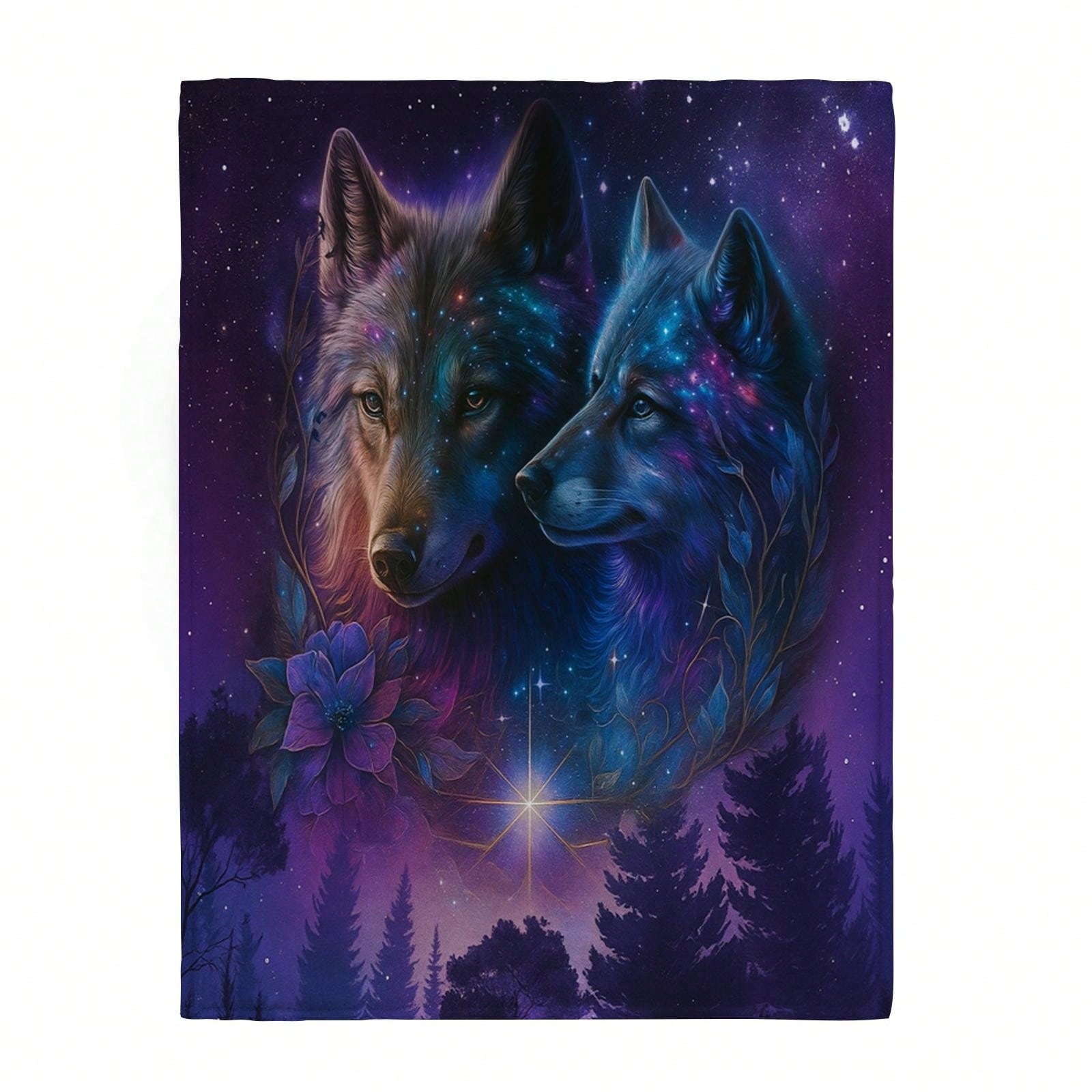 Galaxy Wolf Pattern Flannel pr - Galaxy Home Textiles review and price